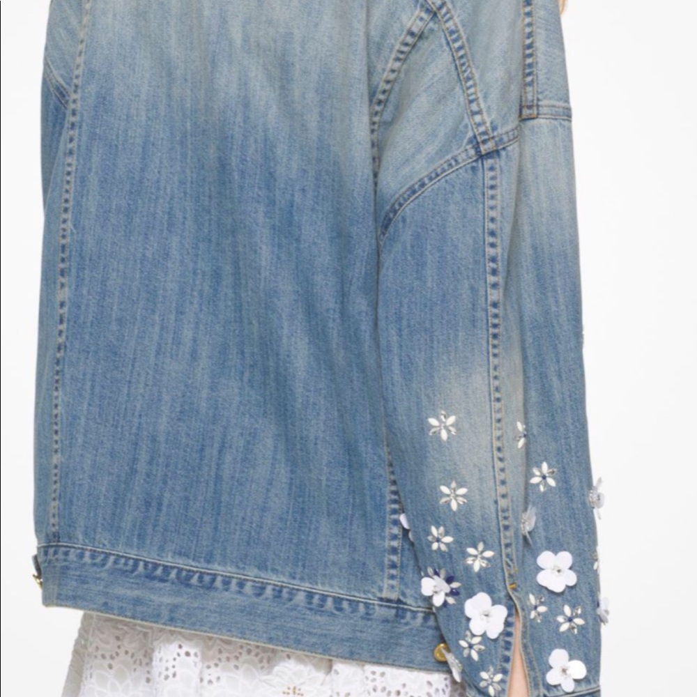 ISO...Michael Kors embellished floral denim jacket